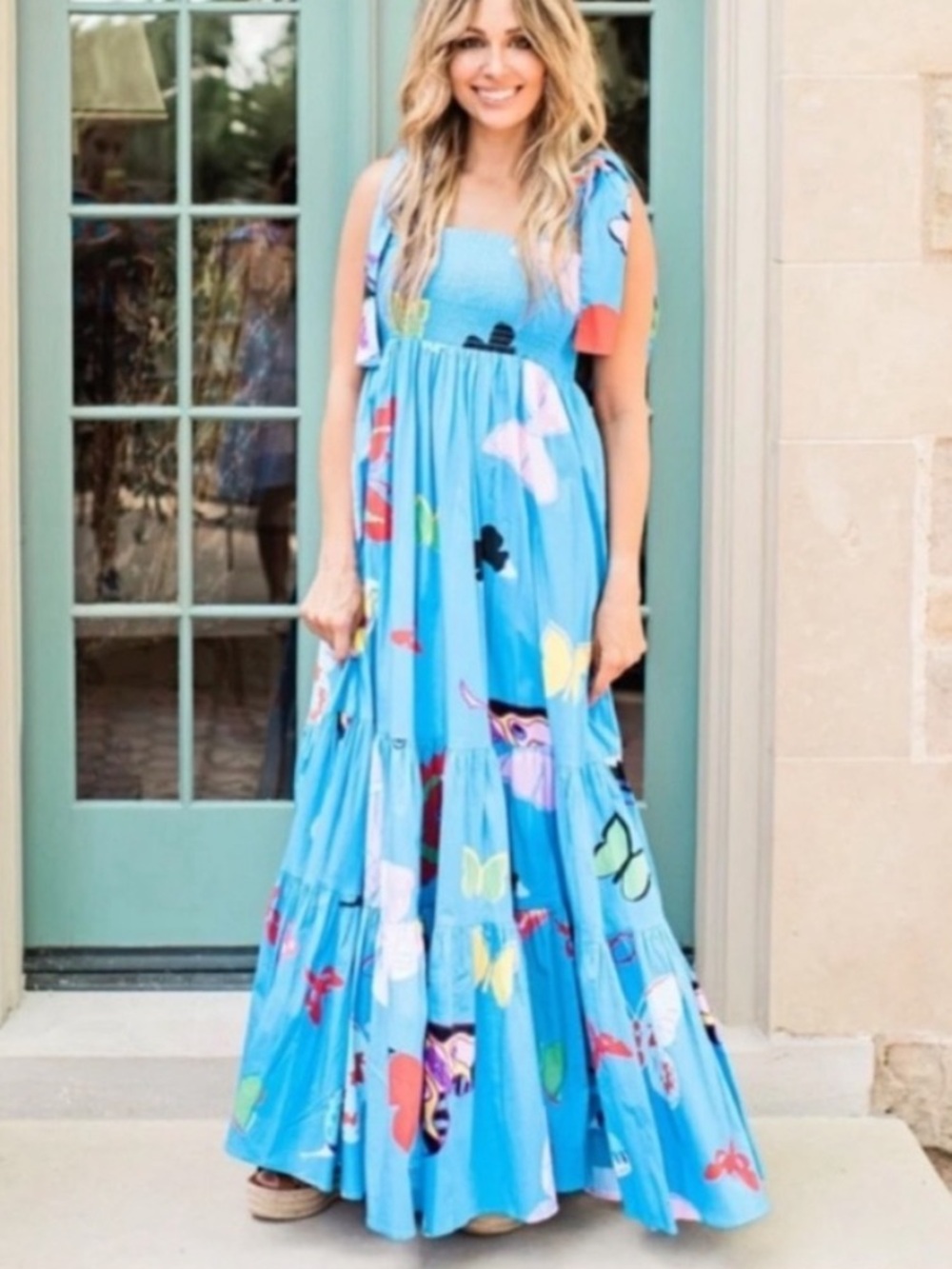 Sheridan French Kelly Maxi Dress in Blue Butterflies Sz S